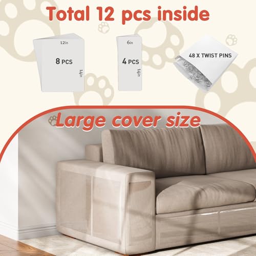 Secopad Large Cat Scratch Furniture Protector, Transparent Couch Protector from Cat Claws, Single-Sided Self Adhesive Anti Pet Deterrent Sofa Cover
