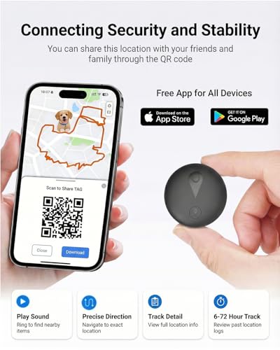 GPS Tracker for Dogs, Smart Dog Tracker with Real-Time Location, for Android and iPhone No Monthly Fee & No SIM Card- Pet Location Tracker with Holder, IP68 Waterproof, Indoor & Outdoor Pet Safety Use