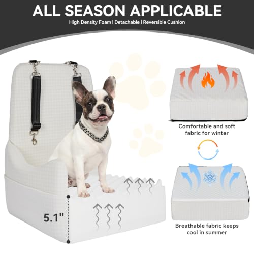 PETSFIT Dog Booster Car Seat for Small/Medium Dogs Up to 35 lbs – Patented Safety System, 5" Memory Foam Pet Car Seat, Fully Detachable and Washable Cover