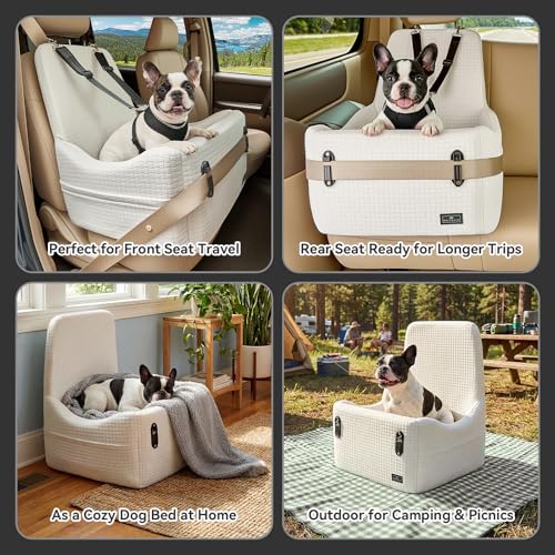 PETSFIT Dog Booster Car Seat for Small/Medium Dogs Up to 35 lbs – Patented Safety System, 5" Memory Foam Pet Car Seat, Fully Detachable and Washable Cover