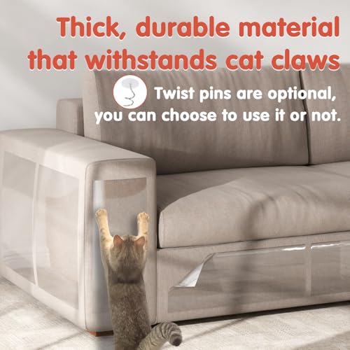 Secopad Large Cat Scratch Furniture Protector, Transparent Couch Protector from Cat Claws, Single-Sided Self Adhesive Anti Pet Deterrent Sofa Cover
