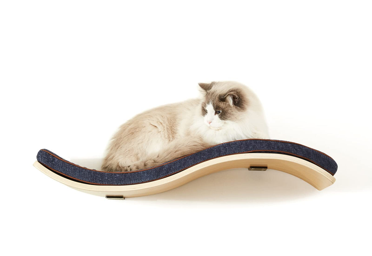 LIORCE Cat Shelf With Comfortable Cushion - Curved Shelves and Perches for Wall - Wall Mounted Furniture for Sleeping, Playing, Climbing, and Lounging