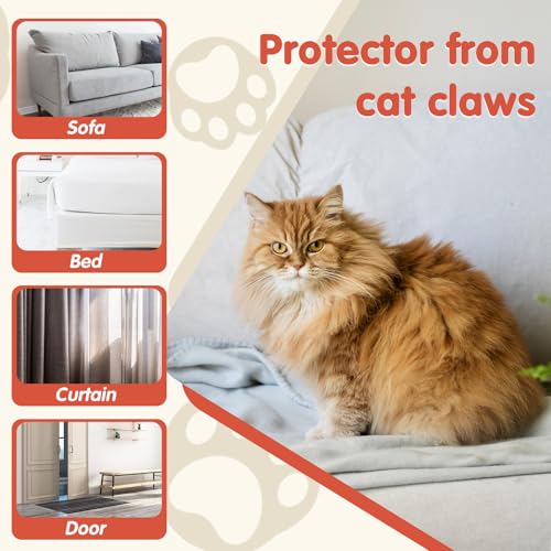 Secopad Large Cat Scratch Furniture Protector, Transparent Couch Protector from Cat Claws, Single-Sided Self Adhesive Anti Pet Deterrent Sofa Cover
