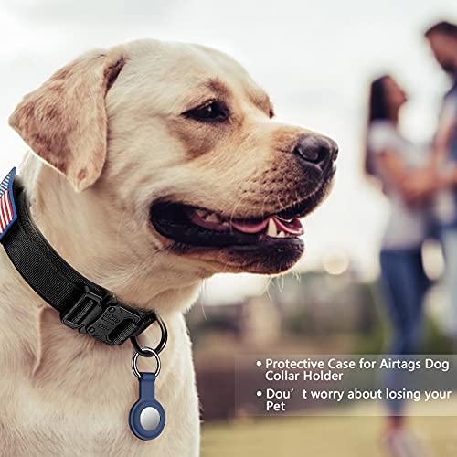 DAGANXI Tactical Dog Collar, Adjustable Military Training Nylon Dog Collar with Control Handle and Heavy Metal Buckle for Medium and Large Dogs, with Patches and Airtags Case