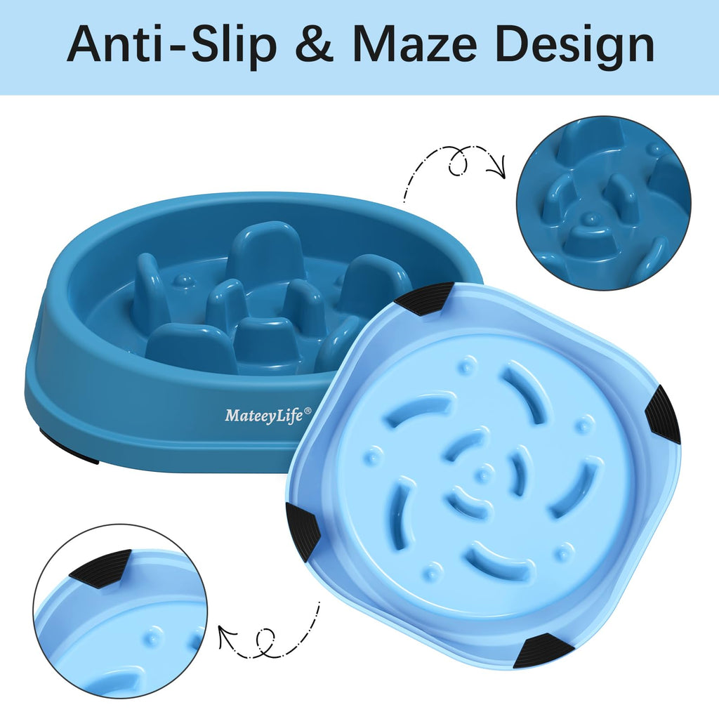 MateeyLife Slow Feeder Dog Bowls 2PCS, Anti-Choking Puzzle Dog Food Bowls, Anti-Slip Interactive Feeding Slow Down Eating, Bloat Stop Maze Dishes for All Breeds Pets