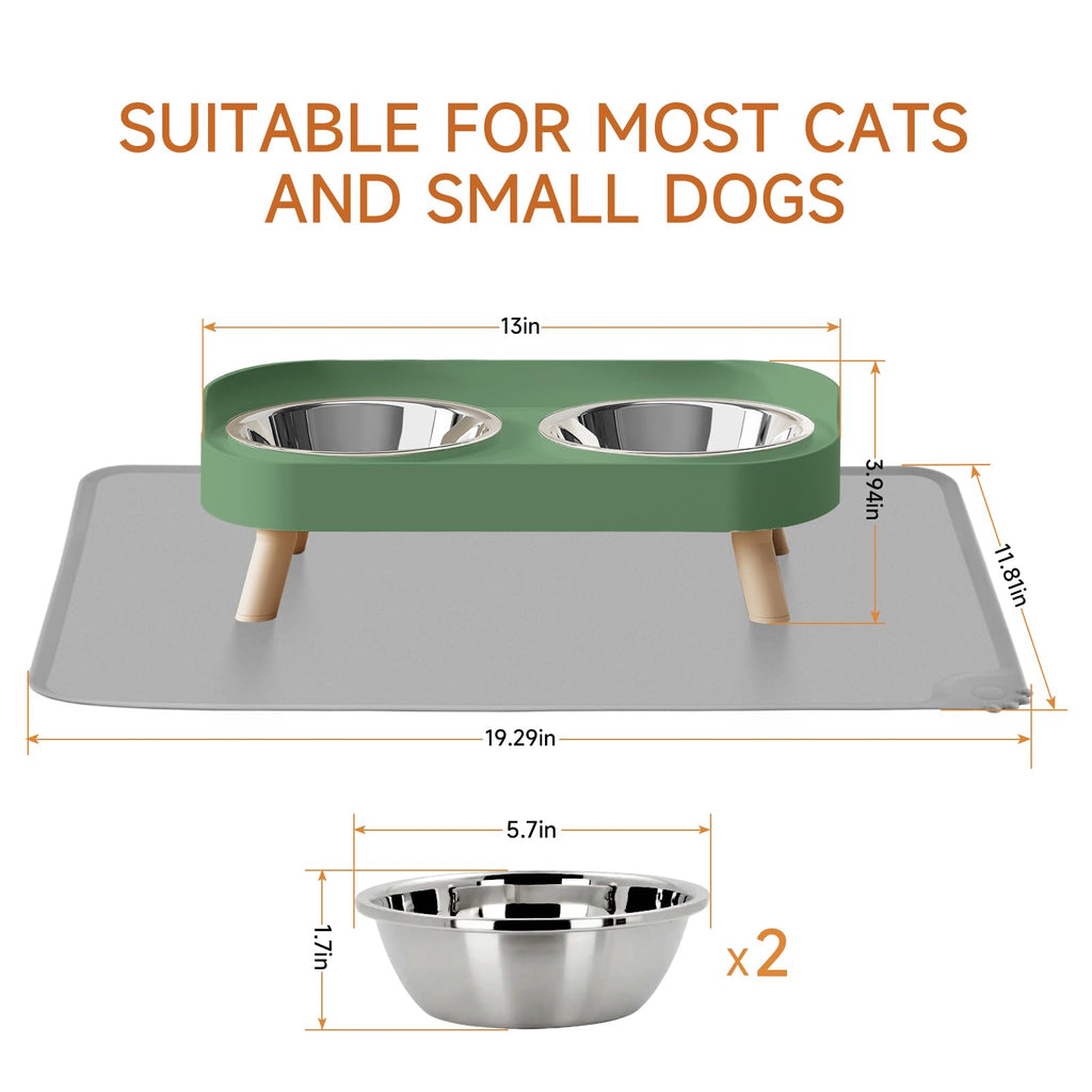 Elevated Cat Bowl, Raised Cat Food and Water Bowl Set for Indoor Cats