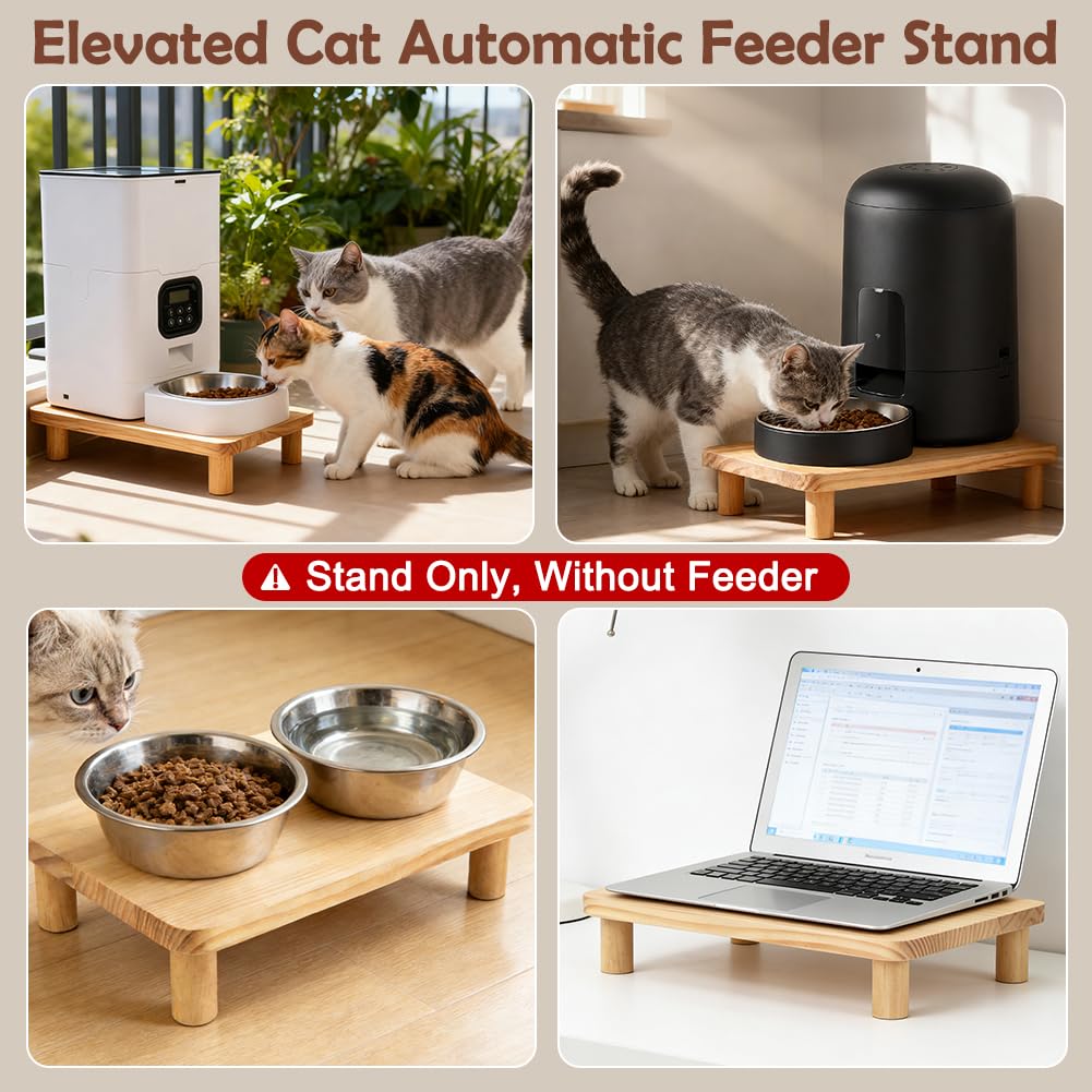 SZEE Cat Food Stand for Automatic Pet Feeder & Traditional Cat Bowl, Elevated Cat Feeder Stand, Cat Food Bowl Riser