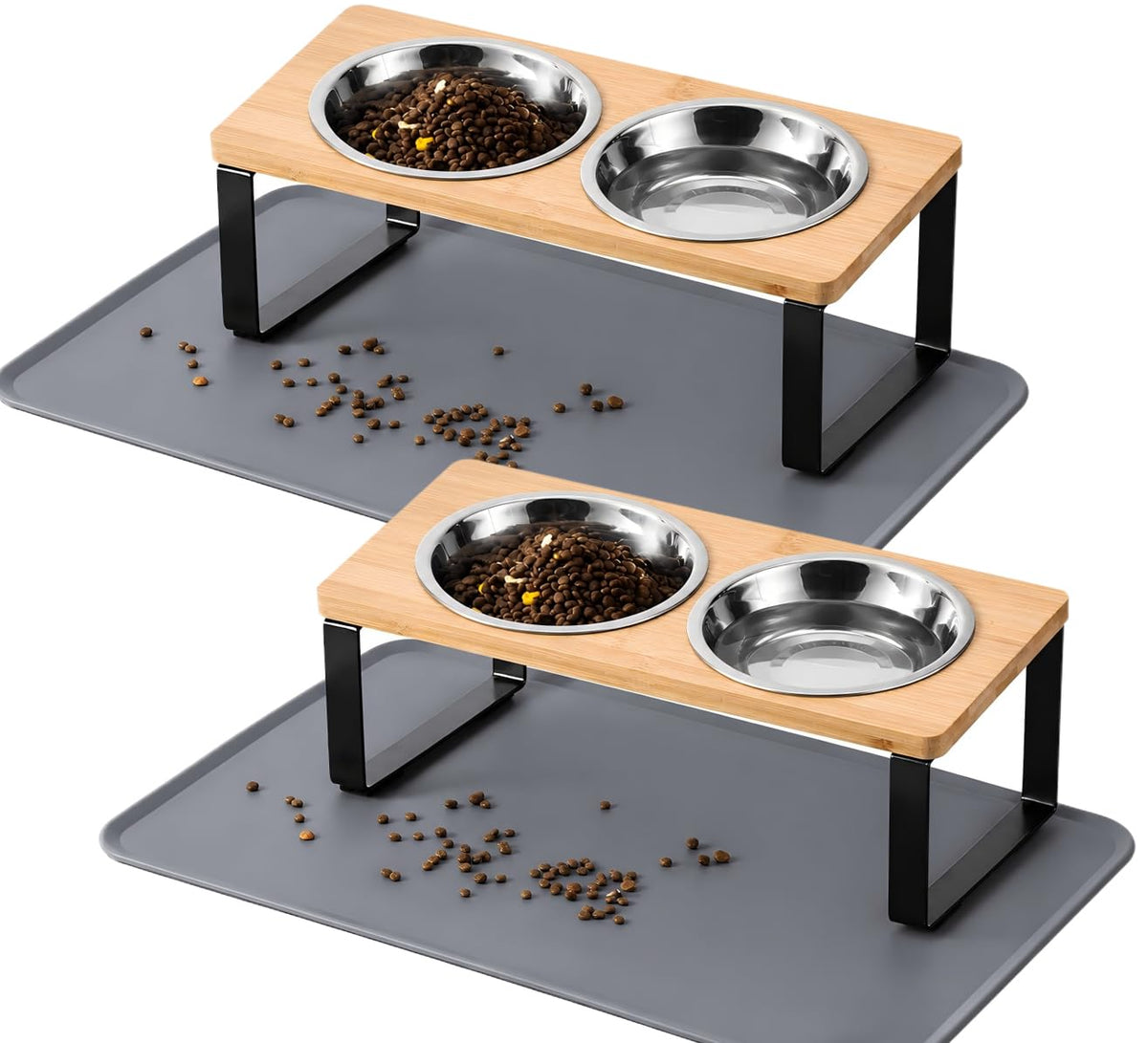 Summark Upgraded Elevated Raised Cat Bowls with Food Mat
