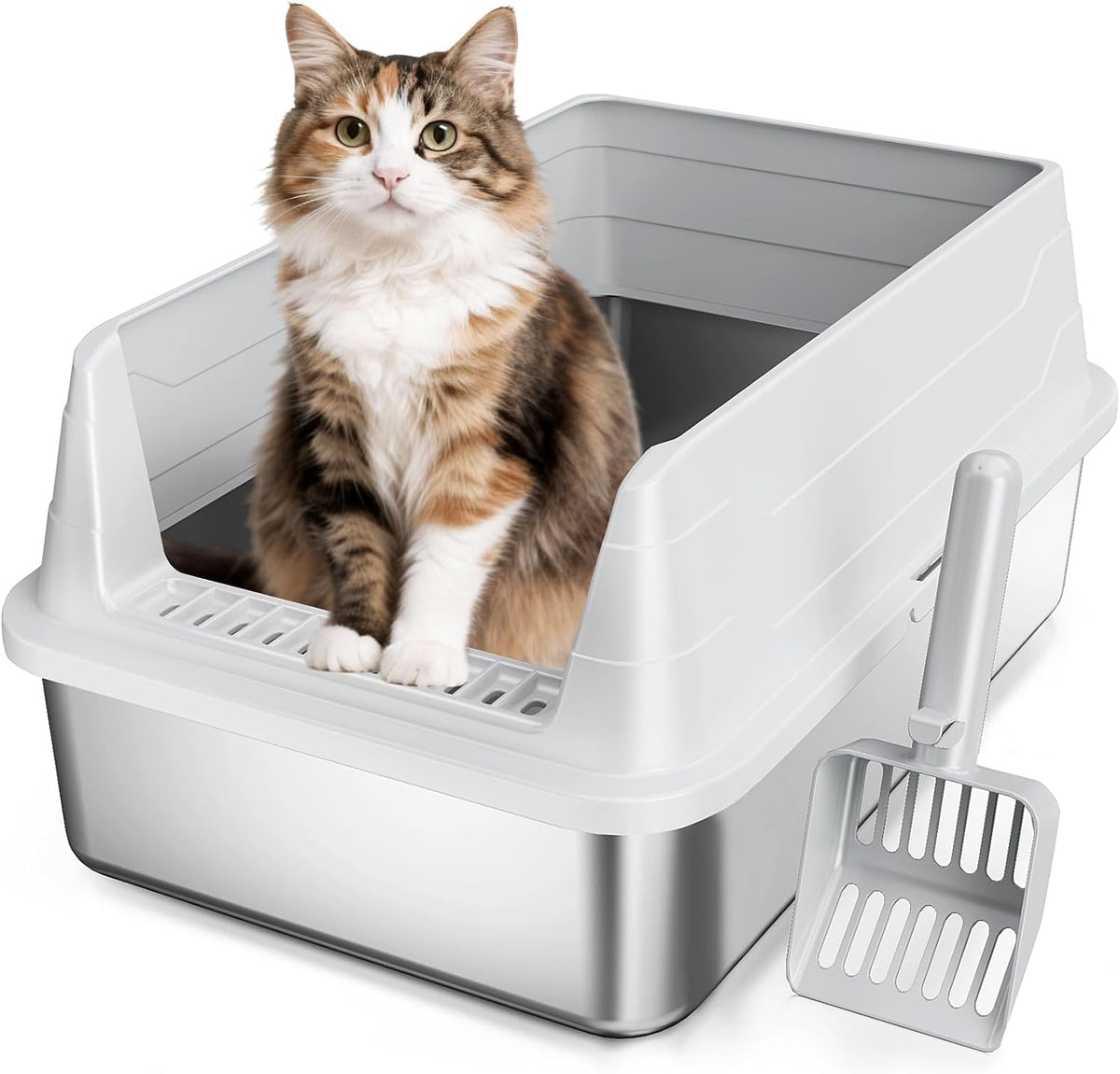 H3 Light Grey Stainless Steel Litter Box