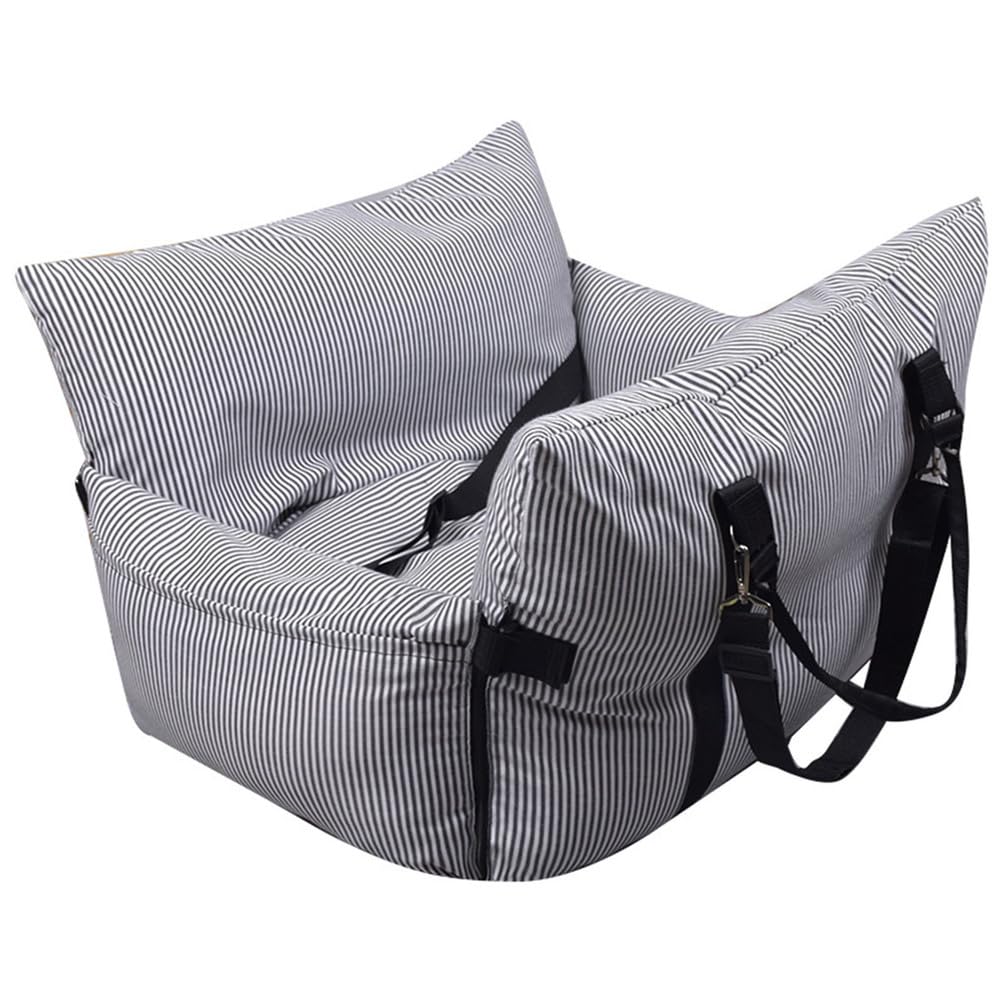 LoKori Car Seat for Medium Dogs, Portable Travel Bed with Booster Seat and Safety Belt, Bed with Storage Pockets and Non-Slip Base
