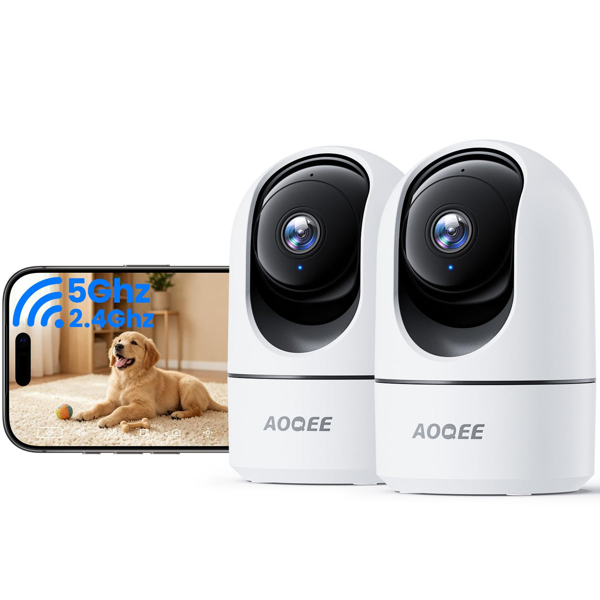 AOQEE 5G Cameras for Home Security Indoor, Pet Monitor w/Phone APP G5