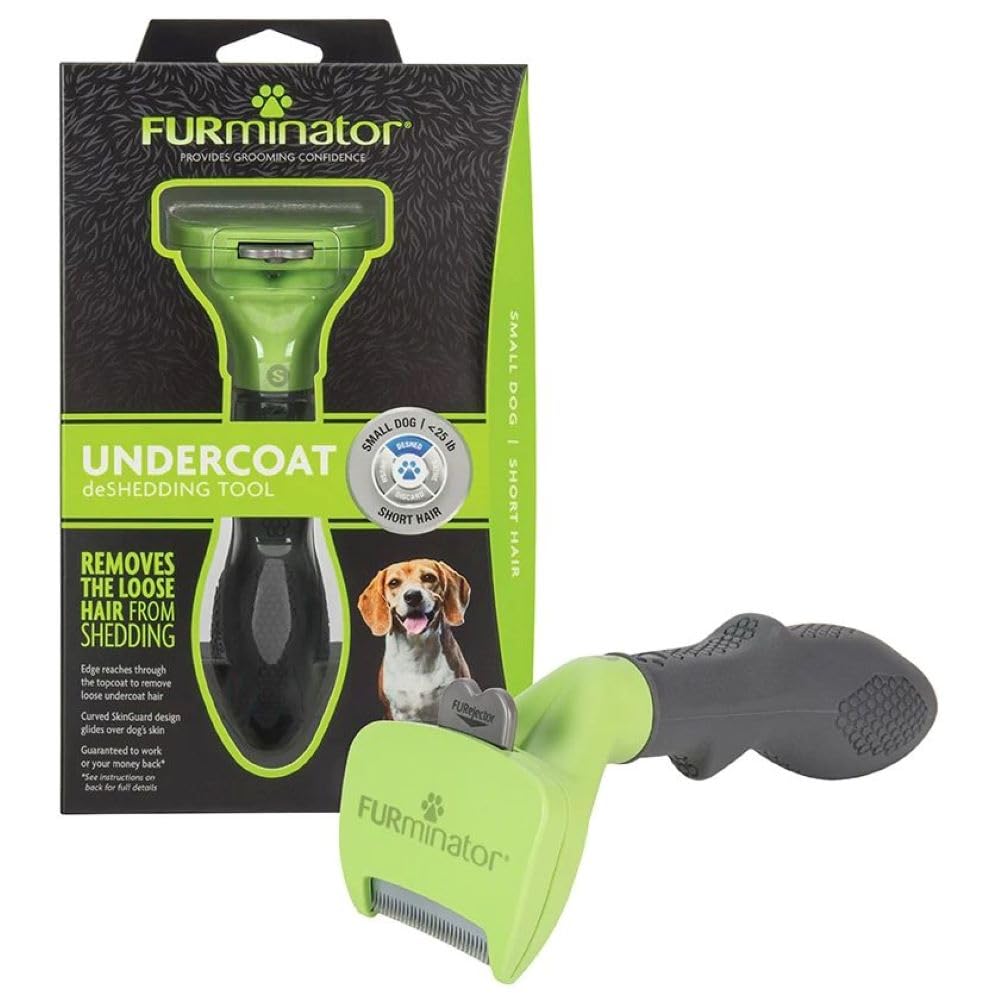 FURminator Dog deShedding Tool, Undercoat deShedding Brush for Small Dogs, Red