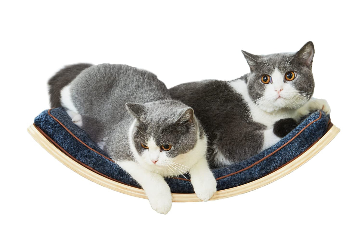 LIORCE Cat Shelf With Comfortable Cushion - Curved Shelves and Perches for Wall - Wall Mounted Furniture for Sleeping, Playing, Climbing, and Lounging
