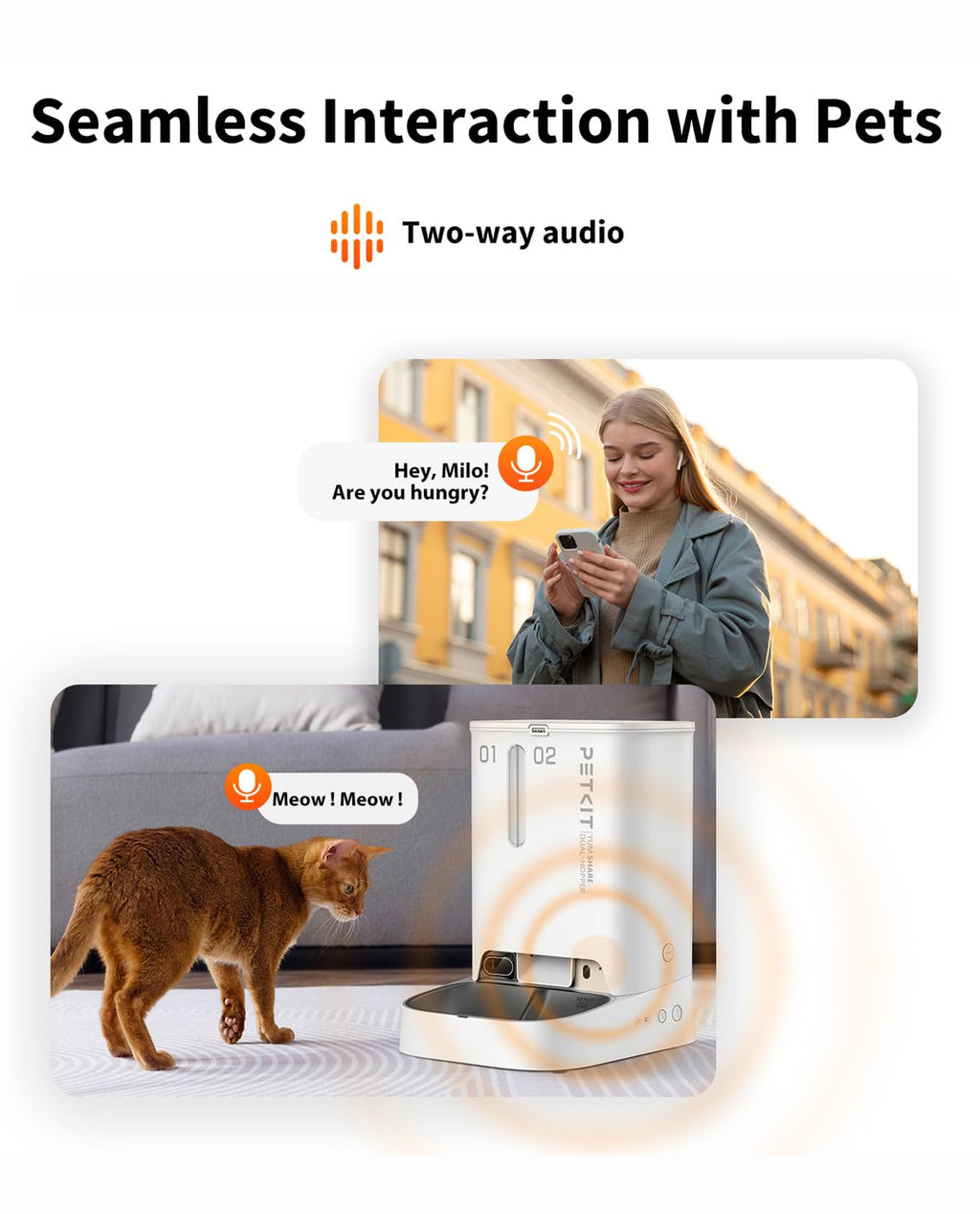 PETKIT Automatic Cat Feeder with Camera, 1080P HD Video with Night Vision, 2.4G WiFi Pet Feeder for Cat & Small Dog, 2-Way Audio & Meal Call Pet Food Dispenser with Desiccant Bag, Motion Capturing