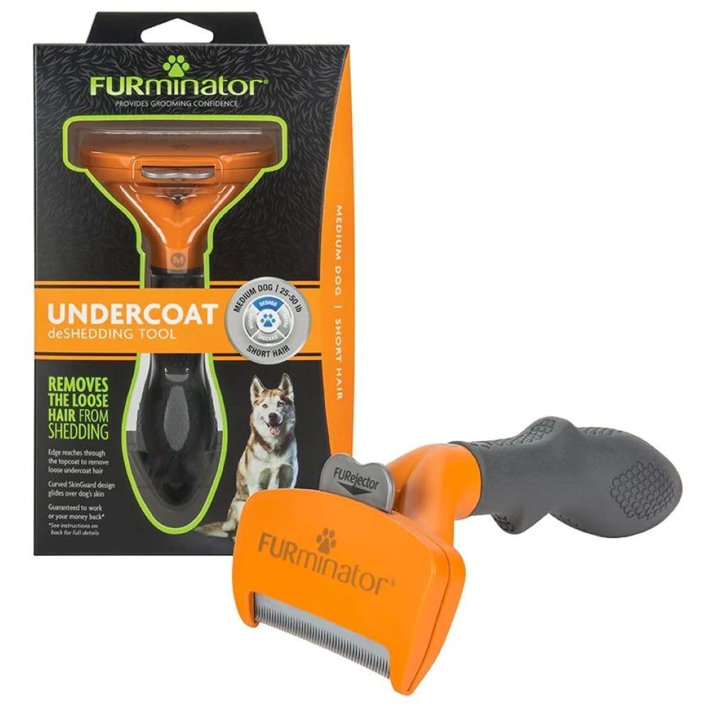 FURminator Dog deShedding Tool, Undercoat deShedding Brush for Small Dogs, Red