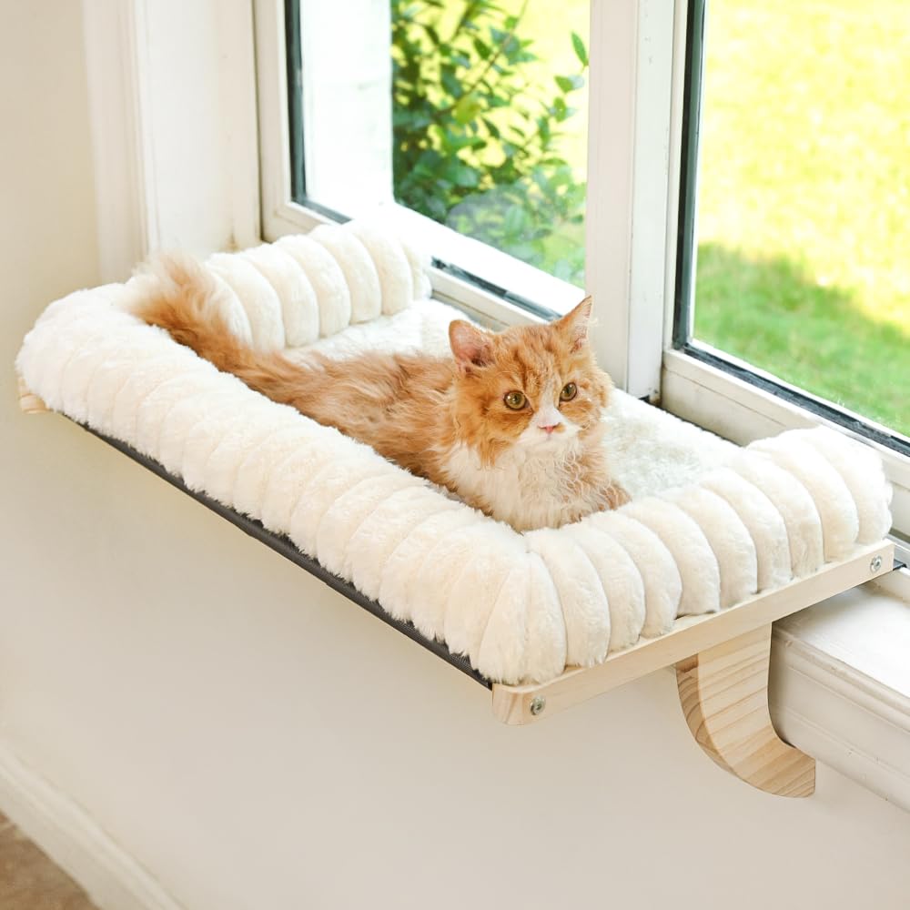 Valigogo Cloud-Soft Cat Window Sill Perch, Zipper Design Cushion Pet Bed