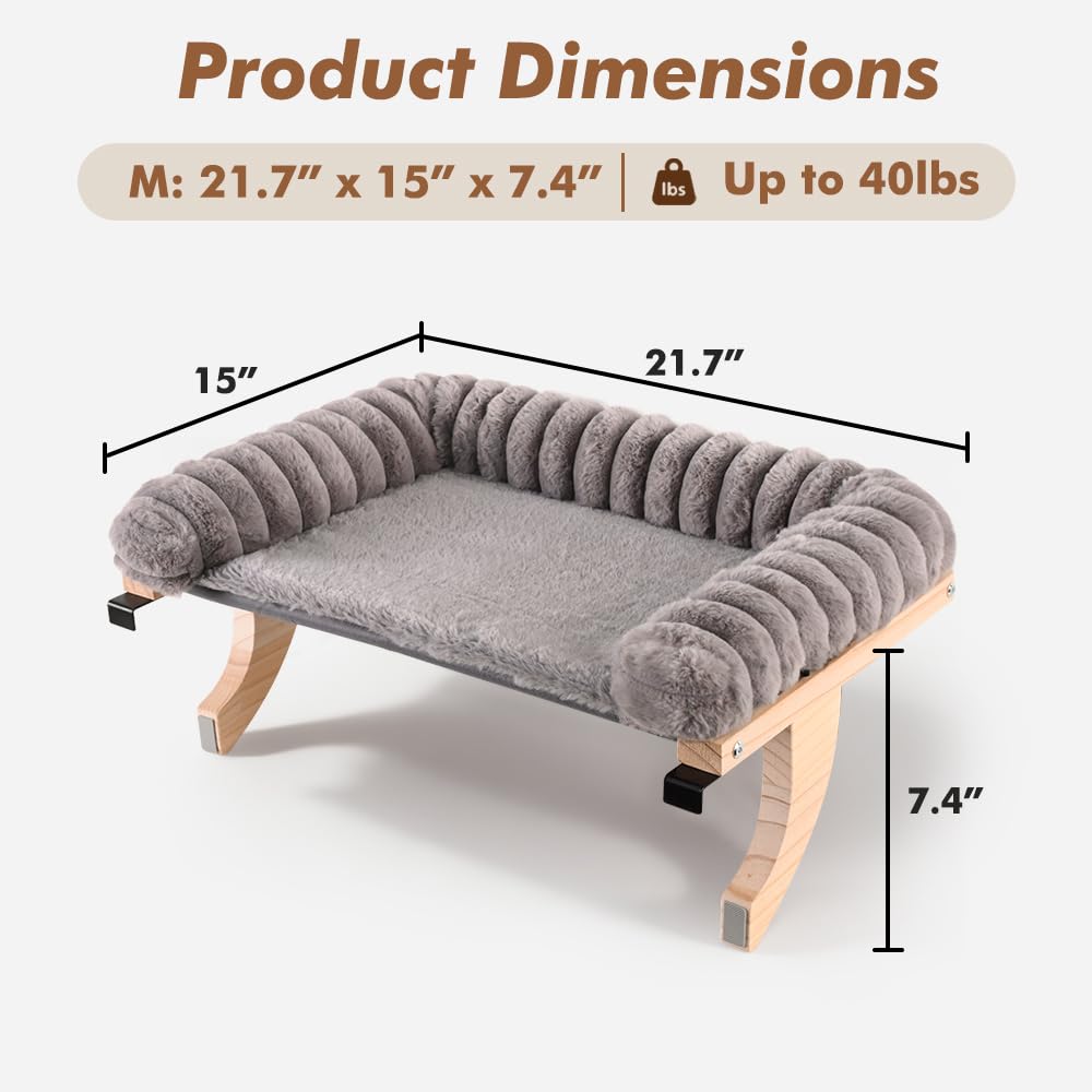 Valigogo Cloud-Soft Cat Window Sill Perch, Zipper Design Cushion Pet Bed