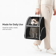 Ventilated Cat Backpack Carrier with Safety Leash