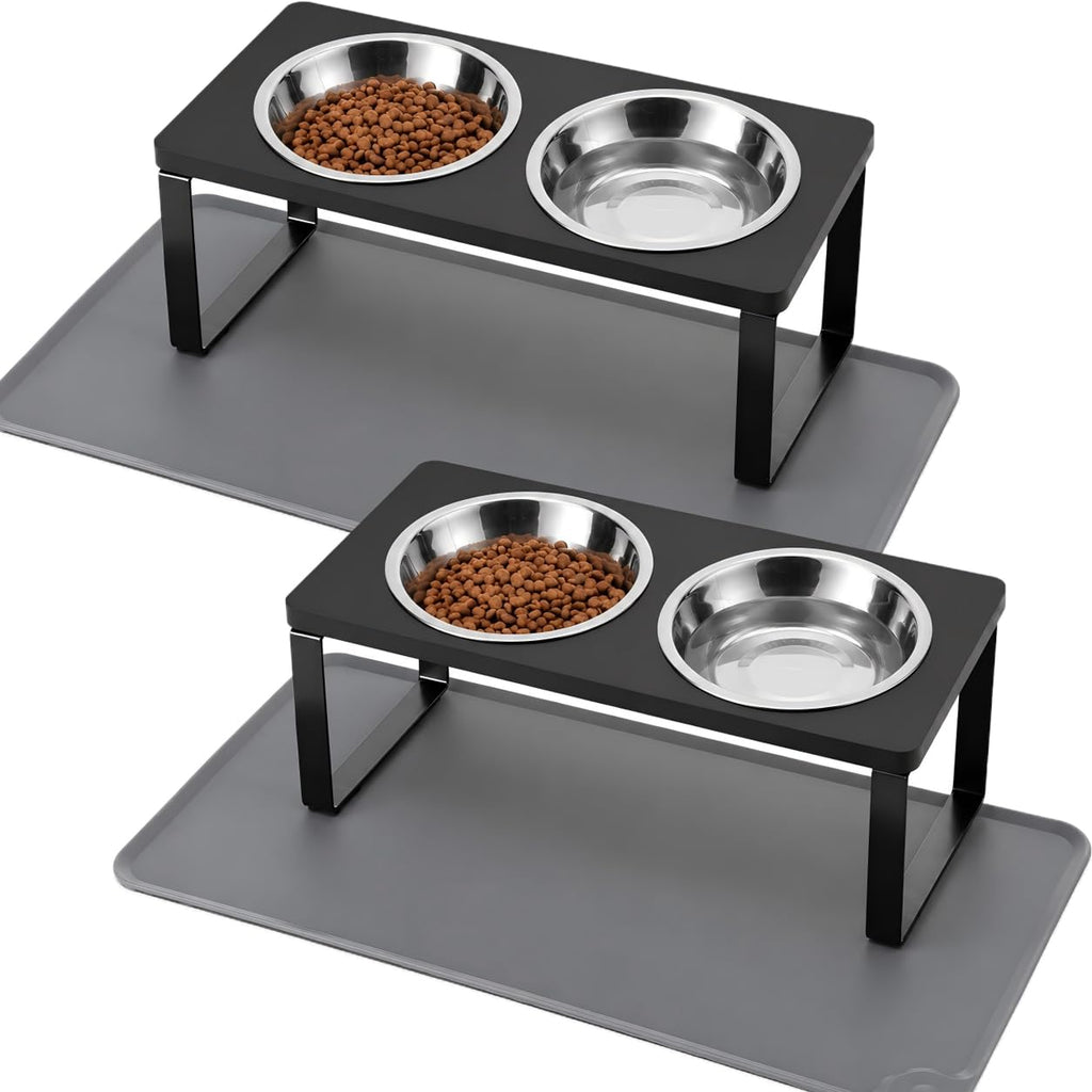 Summark Upgraded Elevated Raised Cat Bowls with Food Mat