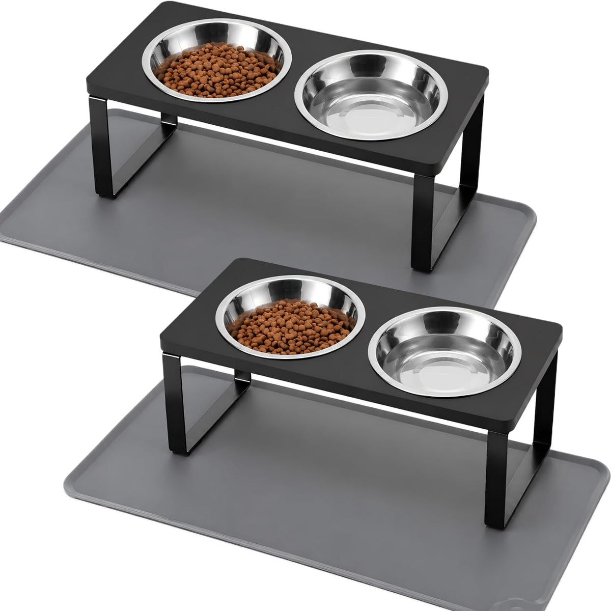 Summark Upgraded Elevated Raised Cat Bowls with Food Mat