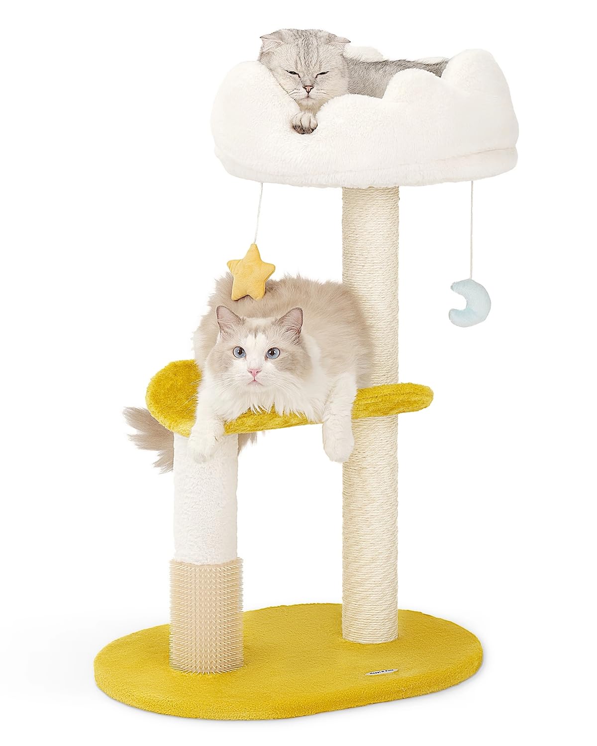 Happi N Pets Cat Tree, Cloud Cat Tower with Soft Bed, Cat Scratching Post & Pad with Larger Perch for Window Viewing, Small Cat Tree with Cute Toys, Bonus Catnip