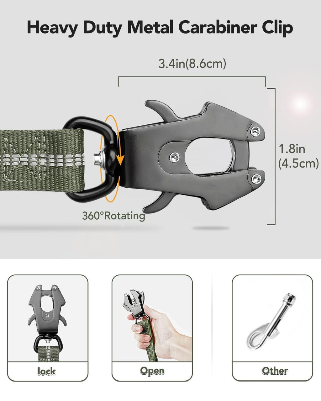 Joytale Tactical Bungee Dog Leash, Shock Absorbing No Pull