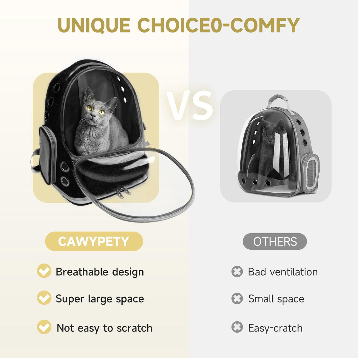 Cawypety Foldable Bubble Pet Backpack for Cats & Small Dogs