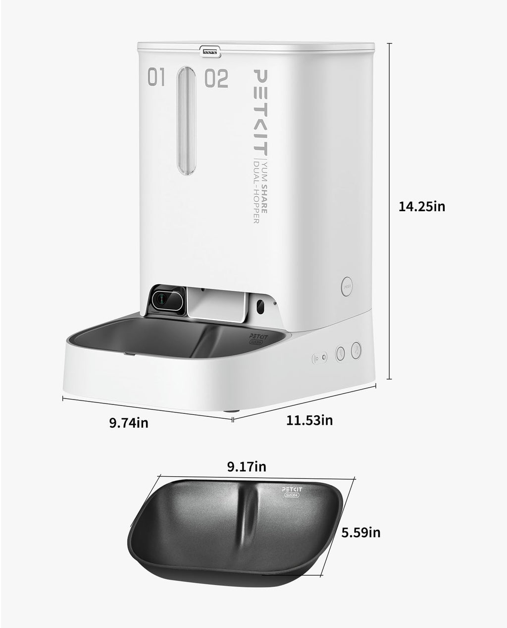 PETKIT Automatic Cat Feeder with Camera, 1080P HD Video with Night Vision, 2.4G WiFi Pet Feeder for Cat & Small Dog, 2-Way Audio & Meal Call Pet Food Dispenser with Desiccant Bag, Motion Capturing