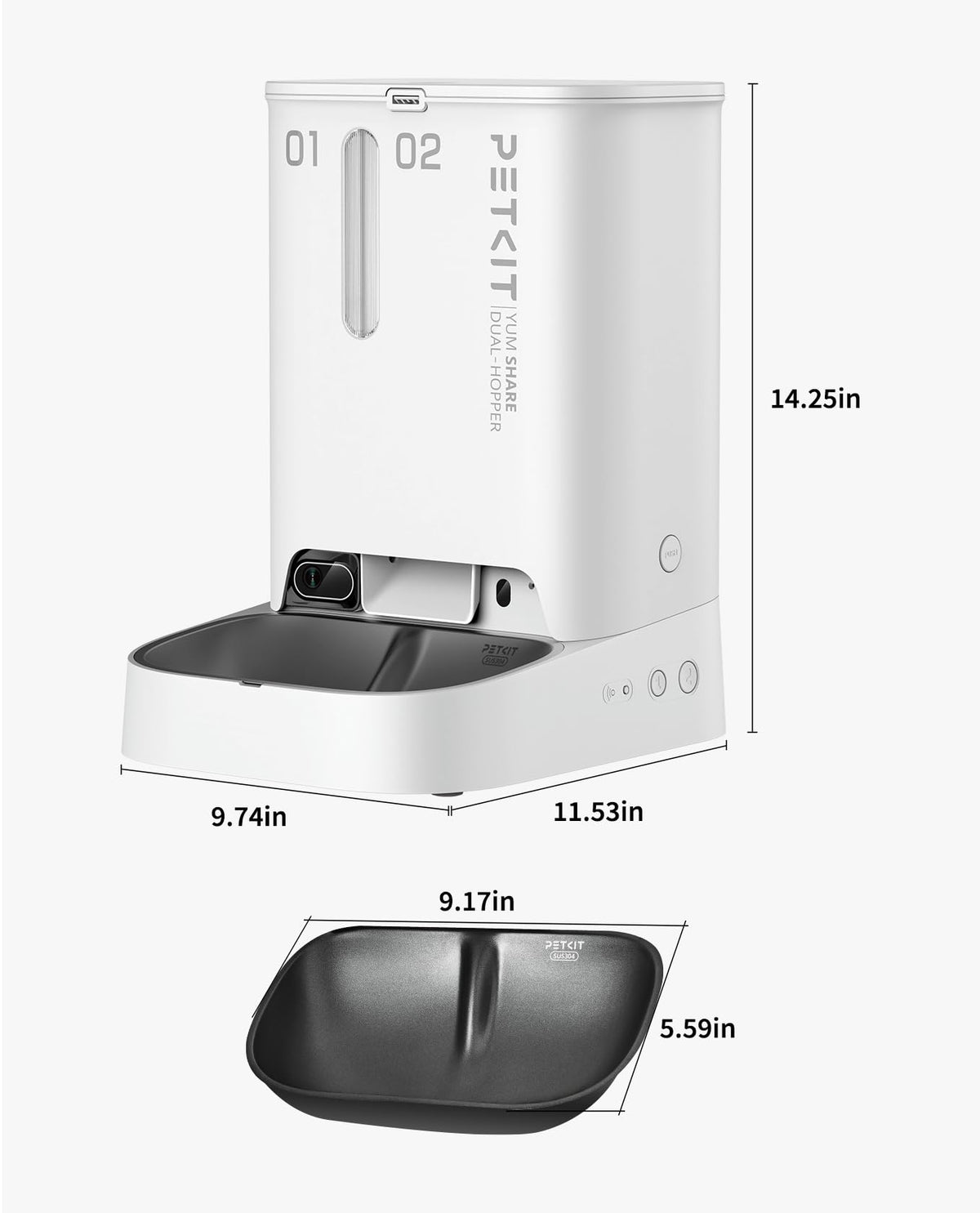 PETKIT Automatic Cat Feeder with Camera, 1080P HD Video with Night Vision, 2.4G WiFi Pet Feeder for Cat & Small Dog, 2-Way Audio & Meal Call Pet Food Dispenser with Desiccant Bag, Motion Capturing