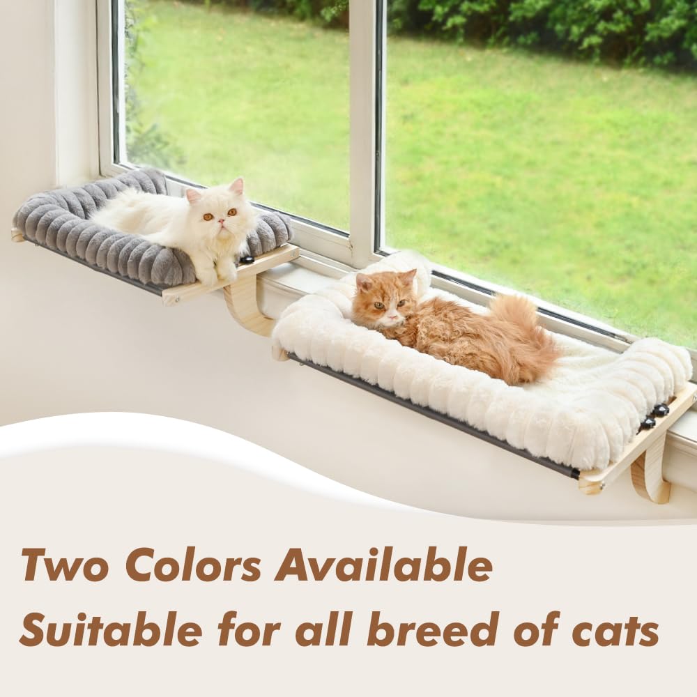 Valigogo Cloud-Soft Cat Window Sill Perch, Zipper Design Cushion Pet Bed