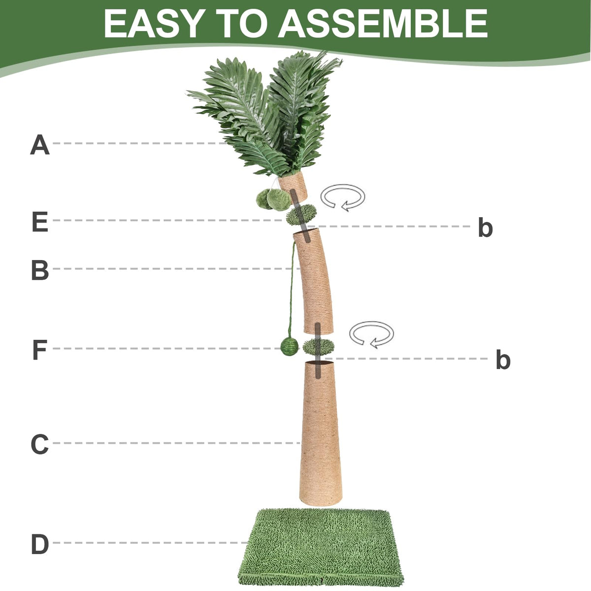Furlogy Combinable Cat Scratching Post Cat Scratcher for Indoor Cats and Outdoor