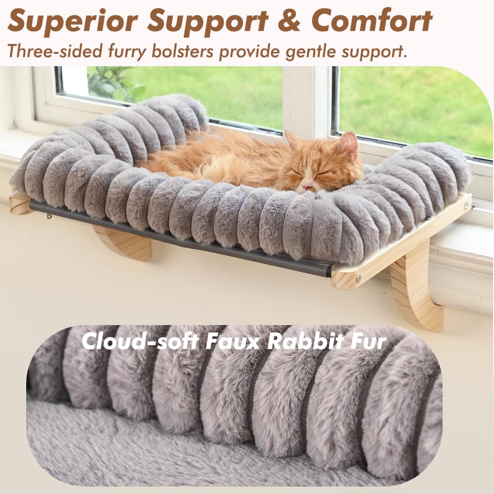 Valigogo Cloud-Soft Cat Window Sill Perch, Zipper Design Cushion Pet Bed