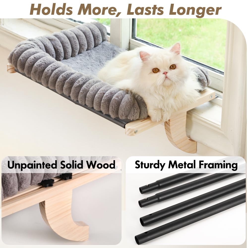 Valigogo Cloud-Soft Cat Window Sill Perch, Zipper Design Cushion Pet Bed
