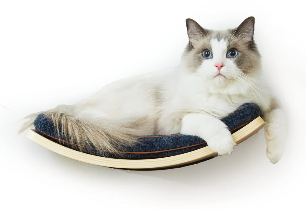 LIORCE Wall-Mounted Cat Shelf with Curved Cushion Perch