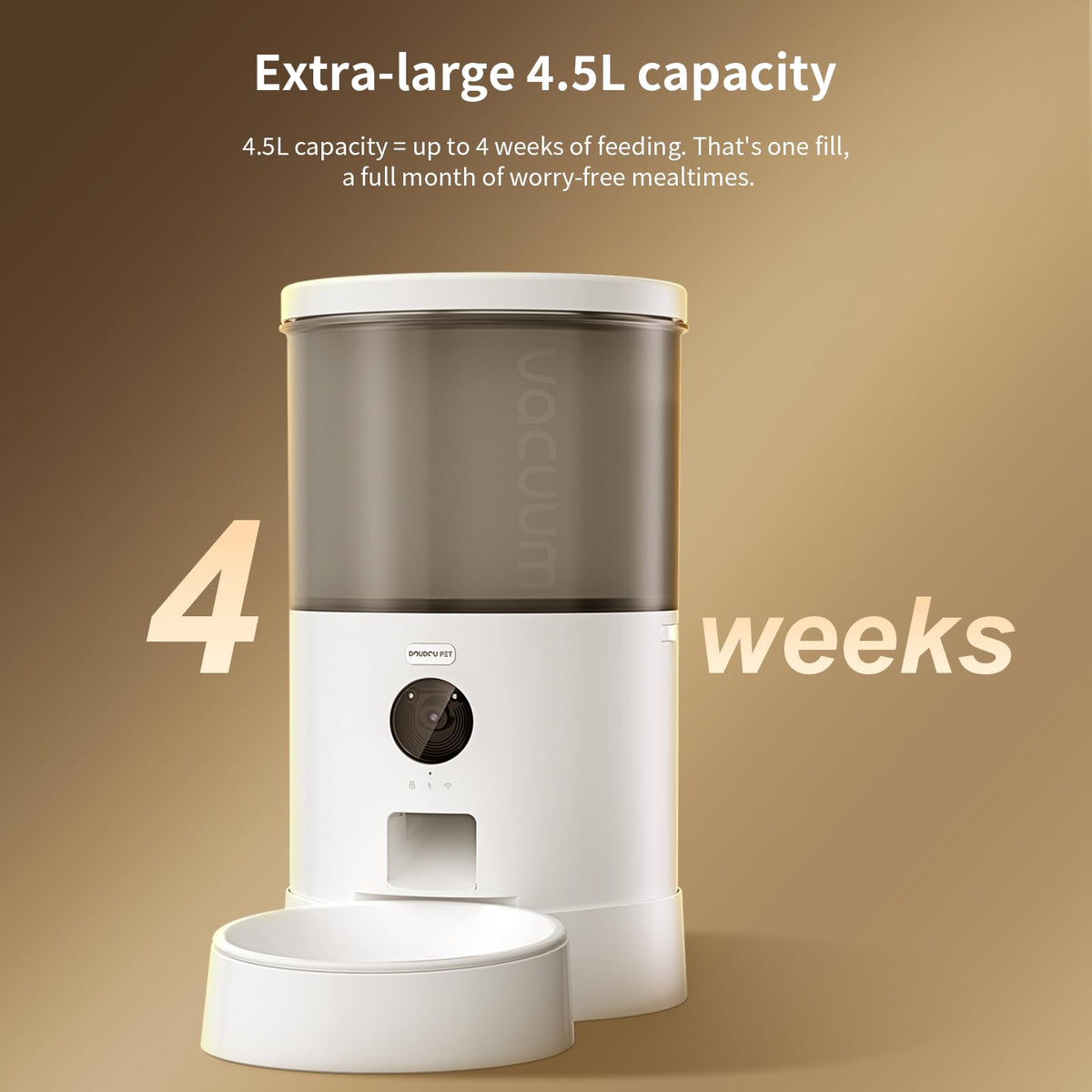 DOUDOU PET Automatic Cat Feeder, 5G&2.4G WiFi Pet Feeders, 4.5L Programmable Cat Food Dispenser with Airtight Lock-Fresh Technology,Equipped with a Ceramic Bowl and a Low Food Level Sensor