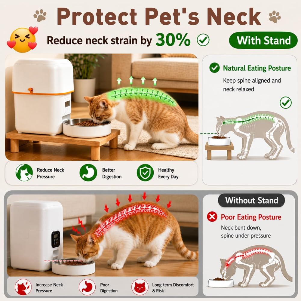 SZEE Cat Food Stand for Automatic Pet Feeder & Traditional Cat Bowl, Elevated Cat Feeder Stand, Cat Food Bowl Riser