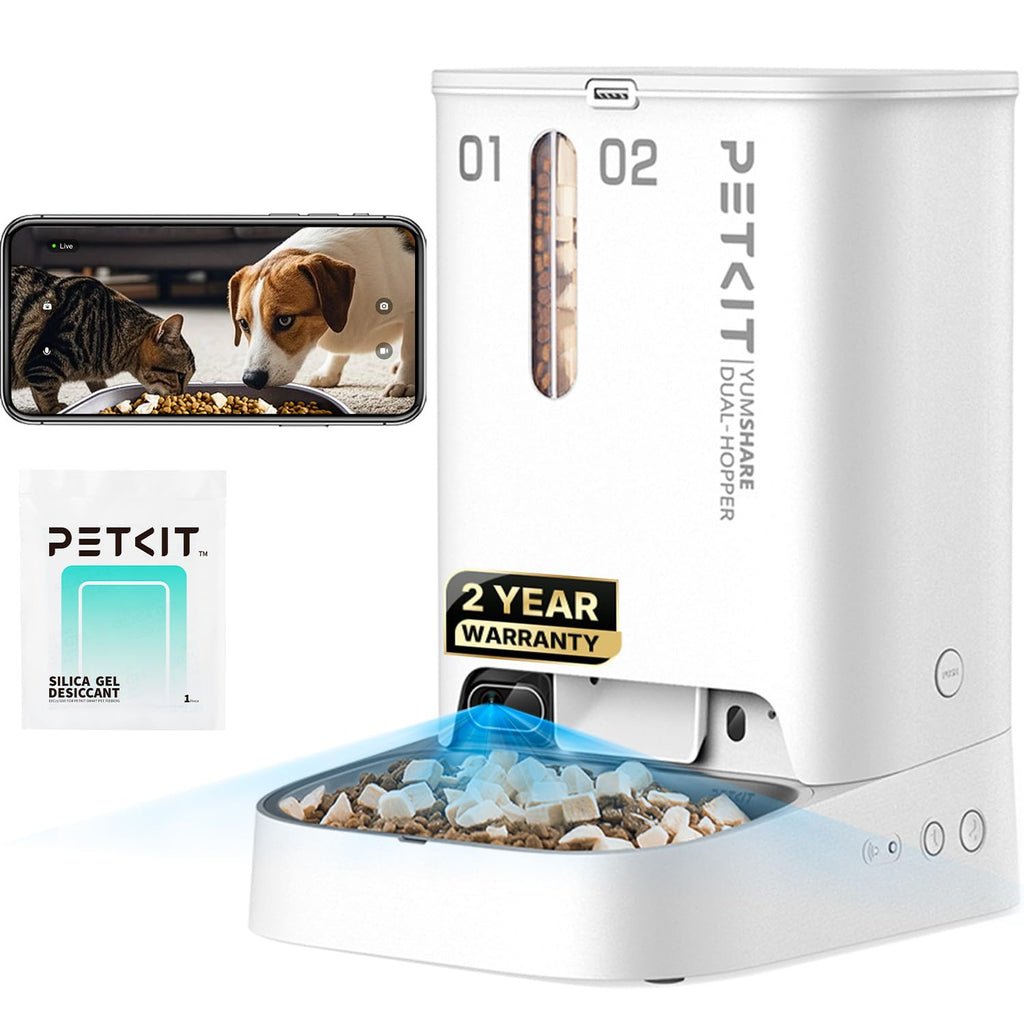 PETKIT Automatic Cat Feeder with Camera, 1080P HD Video with Night Vision, 2.4G WiFi Pet Feeder for Cat & Small Dog, 2-Way Audio & Meal Call Pet Food Dispenser with Desiccant Bag, Motion Capturing