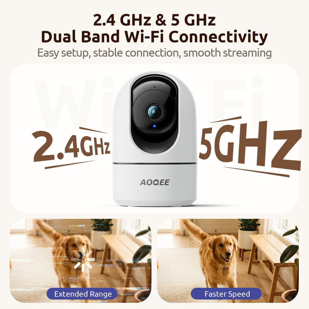 AOQEE 5G Cameras for Home Security Indoor, Pet Monitor w/Phone APP G5