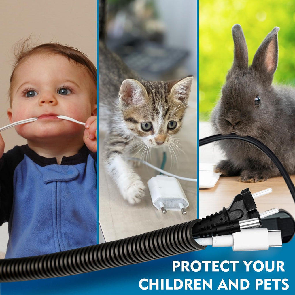 Cord Protector for Pets, 20ft-Cable Protecter from Chewing,Durable Wires Covers Stop Chewing Wires from Rabbits, Cats Dogs and Other Pets