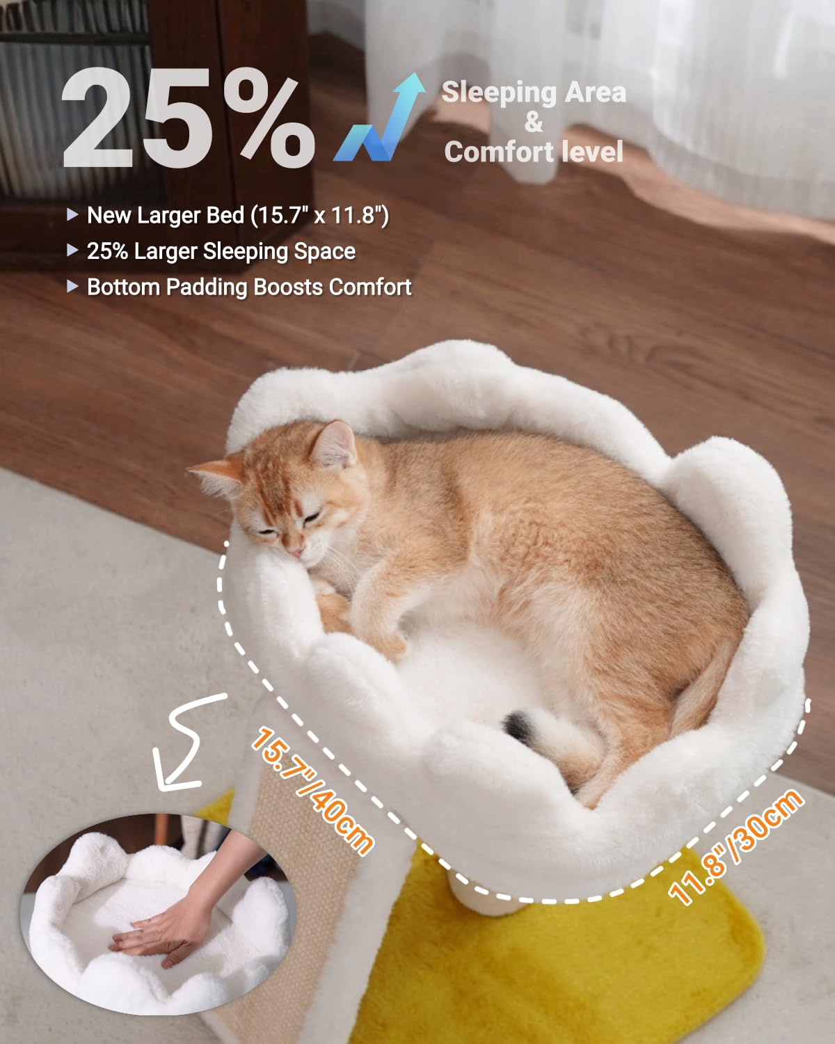 Happi N Pets Cat Tree, Cloud Cat Tower with Soft Bed, Cat Scratching Post & Pad with Larger Perch for Window Viewing, Small Cat Tree with Cute Toys, Bonus Catnip