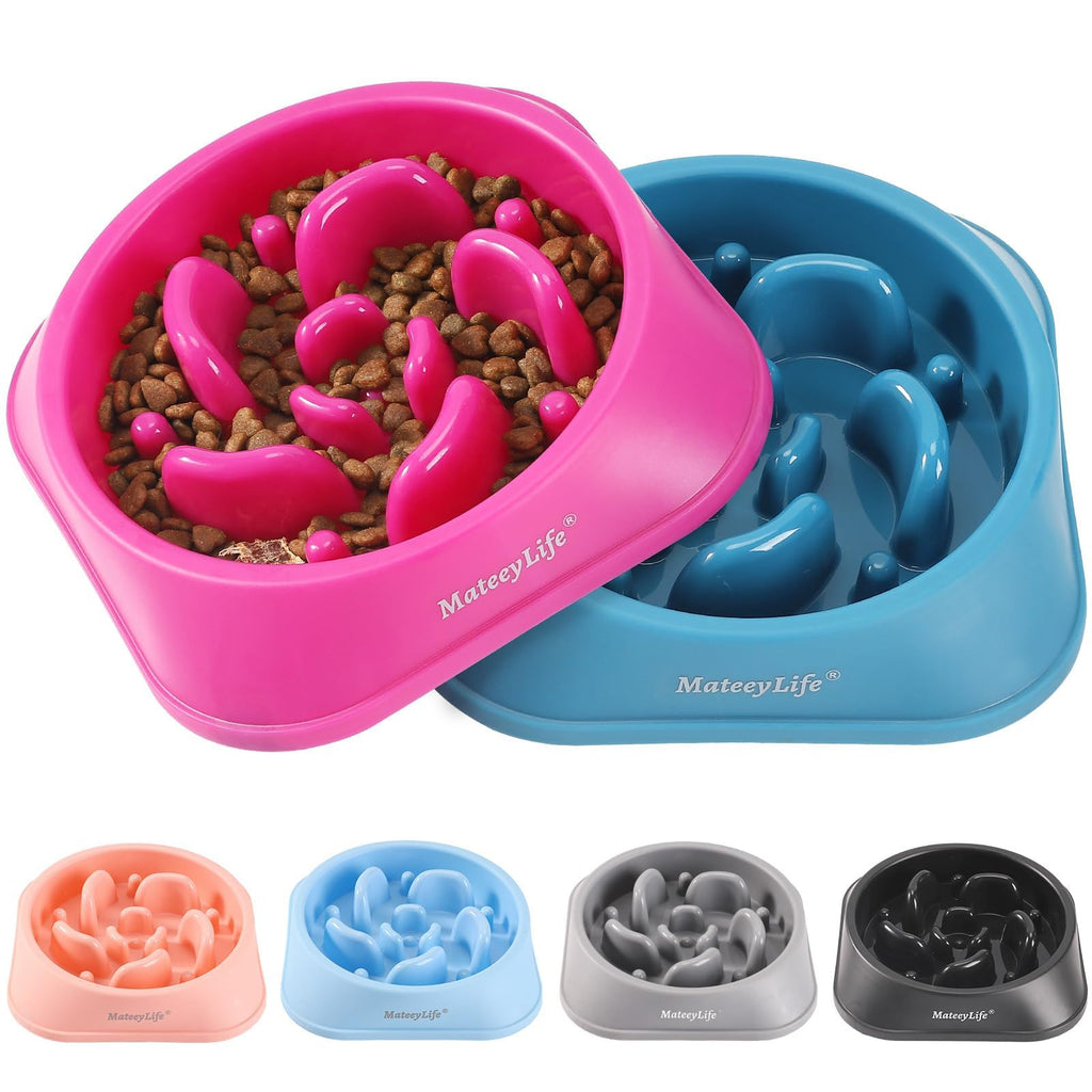 MateeyLife Slow Feeder Dog Bowls 2PCS, Anti-Choking Puzzle Dog Food Bowls, Anti-Slip Interactive Feeding Slow Down Eating, Bloat Stop Maze Dishes for All Breeds Pets