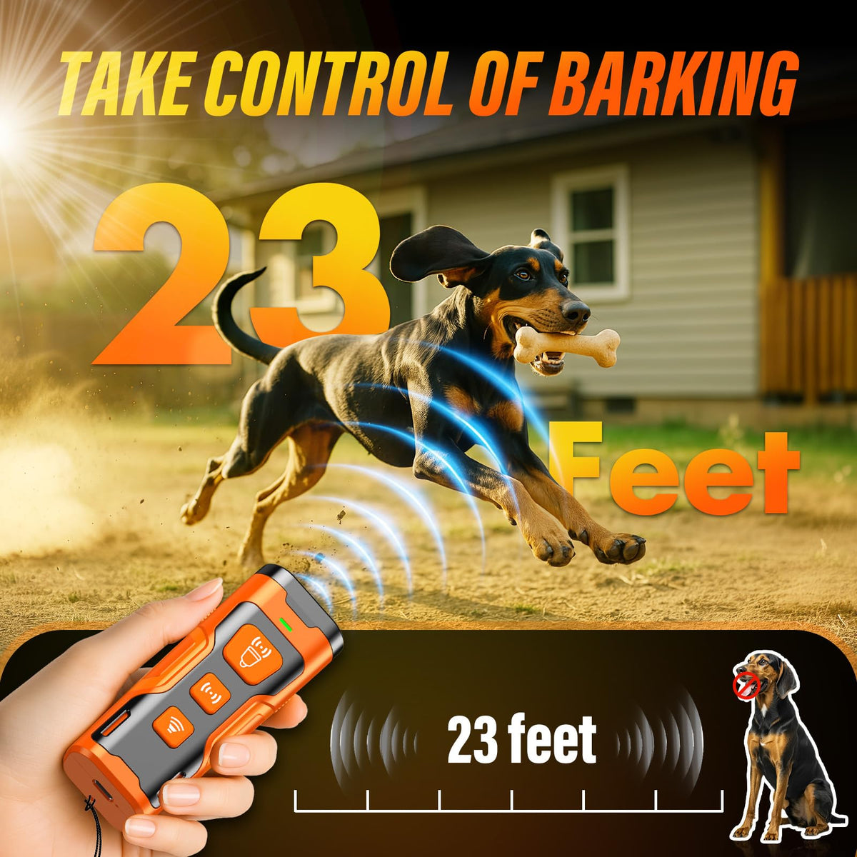 YUYQA Dog Bark Deterrent Device, 3X Ultrasonic Anti Barking, Bark Control for Dogs