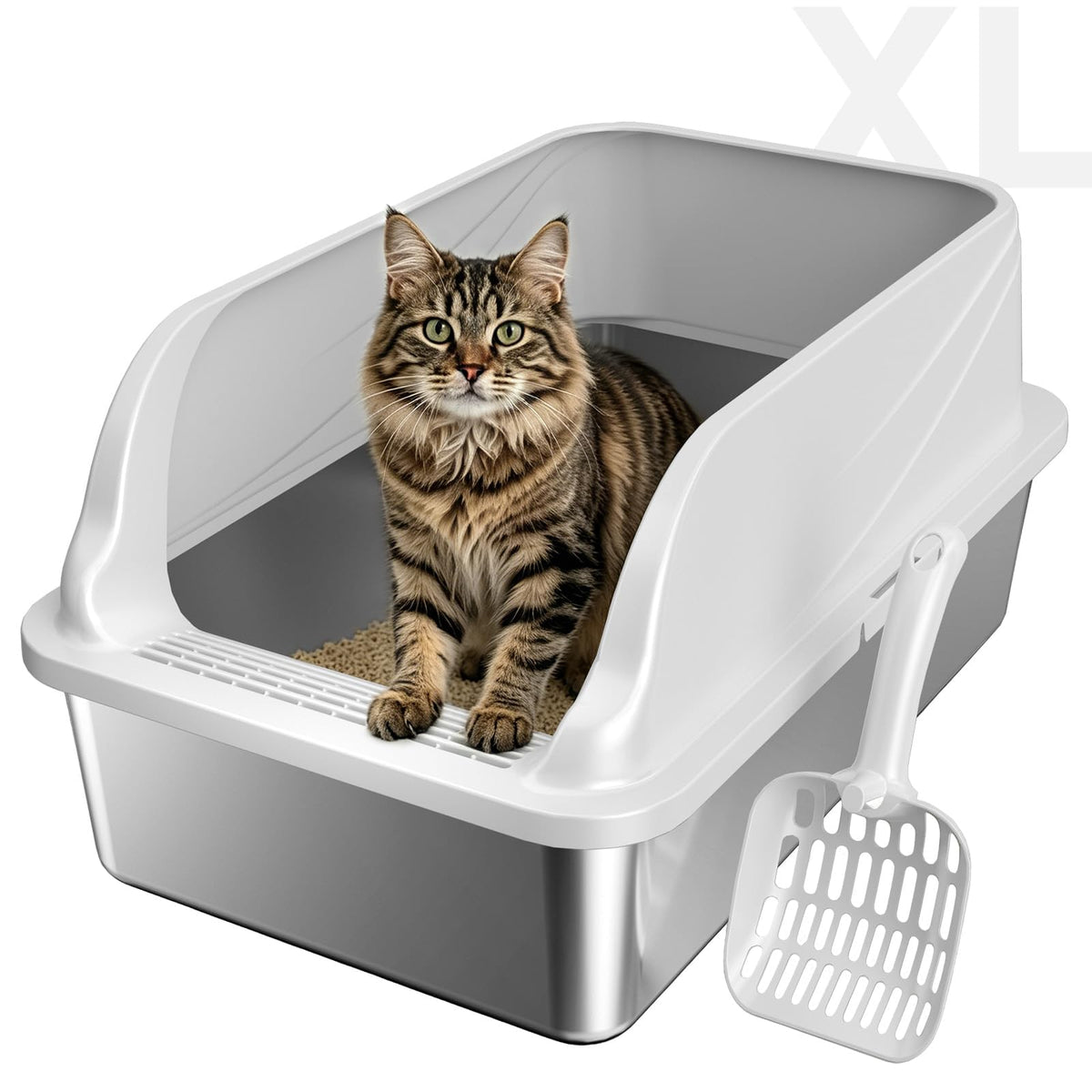 H3 Light Grey Stainless Steel Litter Box