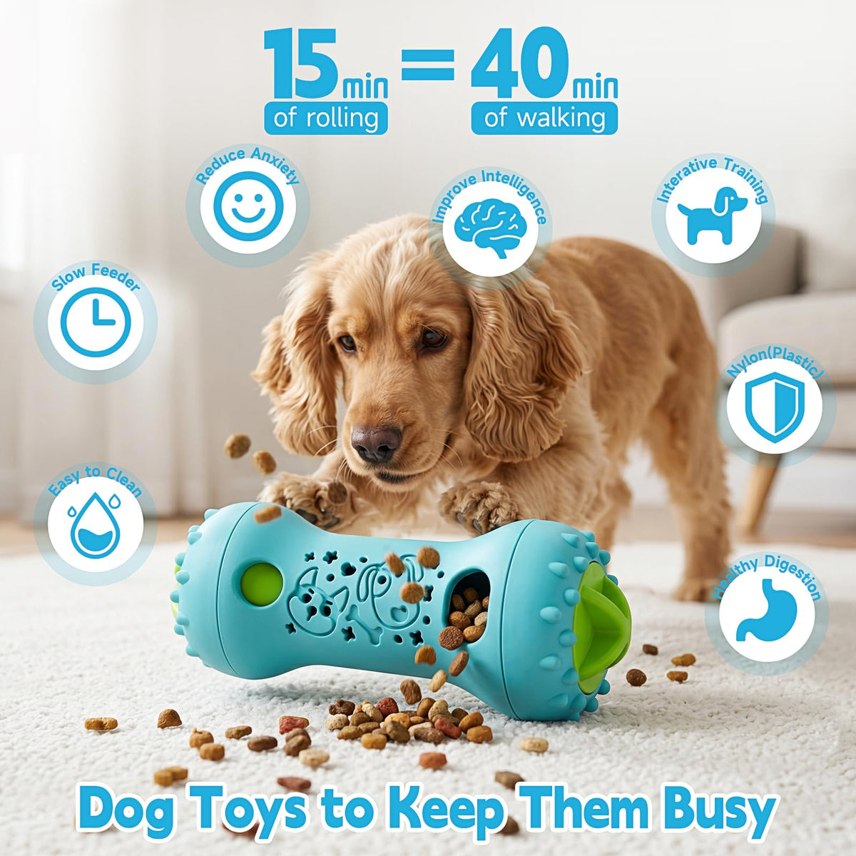 PETSTA Dog Puzzle Toys, Treat Dispensing Dog Enrichment Toys for IQ Training and Brain Stimulation, Interactive Mentally Stimulating Toys as Gifts for Puppies, Cats, Dogs