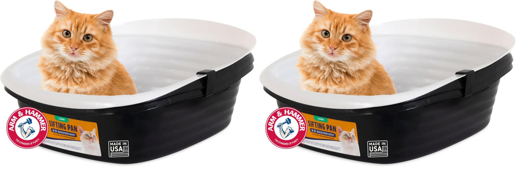 Arm & Hammer Cat Litter Box for Indoor Cats, Large Cat Litter Pan & Sifting Litter Tray with Microban, Made in USA
