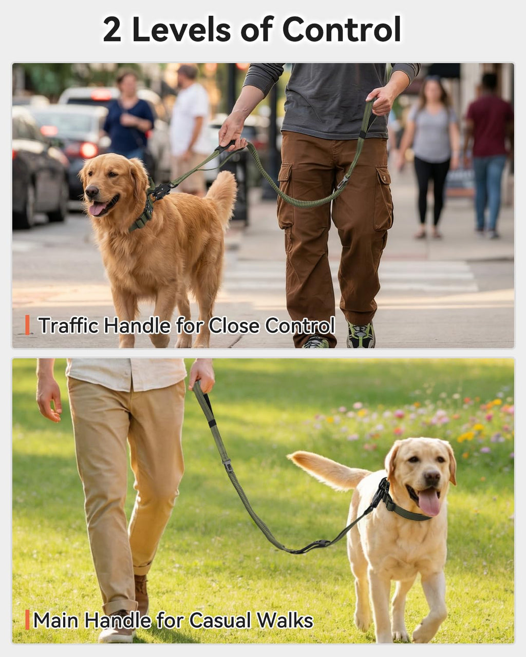 Joytale Tactical Bungee Dog Leash, Shock Absorbing No Pull