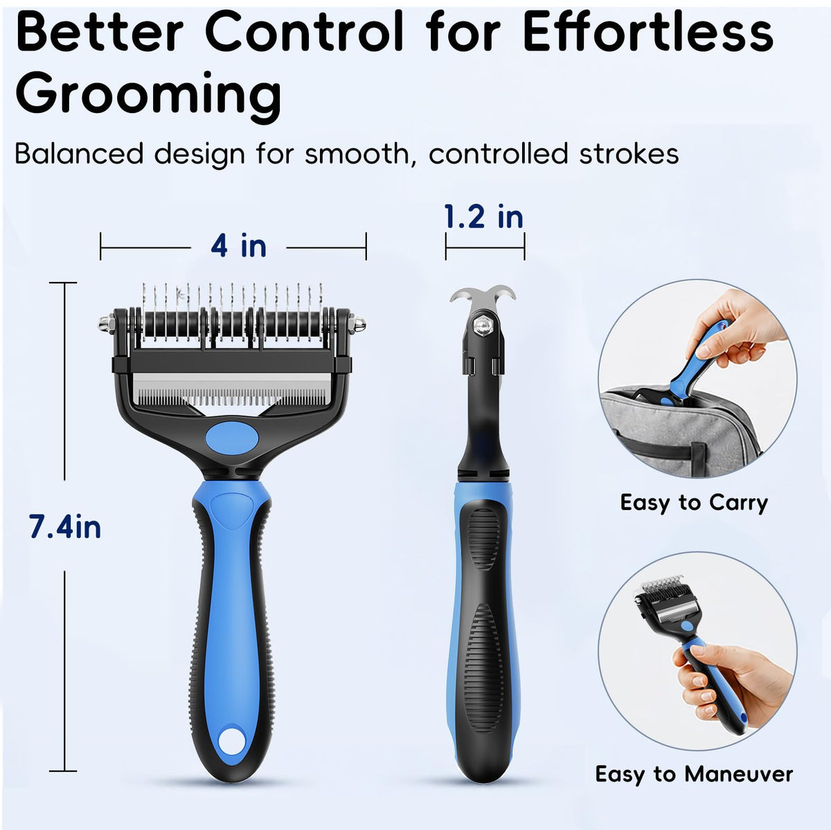 AXEFUN 3-in-1 Professional Pet Grooming Brush for Dogs & Cats – Dematting Comb, Undercoat Rake & Deshedding Tool for Long & Short Hair, Heavy Shedding & Matted Fur