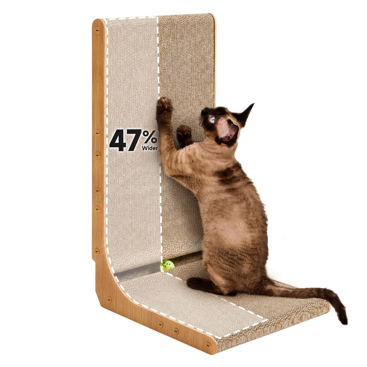 EHEYCIGA Cardboard Cat Scratcher for Indoor Kitten Cats, L Shaped Vertical Cat Scratching Board with Ball Cat Toy, Cat Scratcher Pad