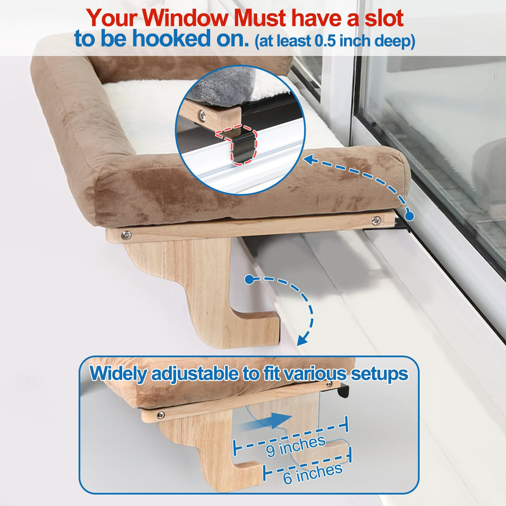 Zakkart Cat Perch for Windowsill with Bolsters