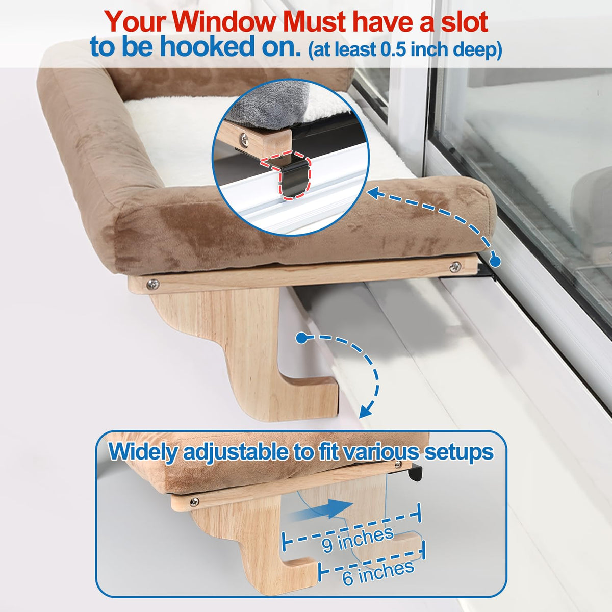 Zakkart Cat Perch for Windowsill with Bolsters